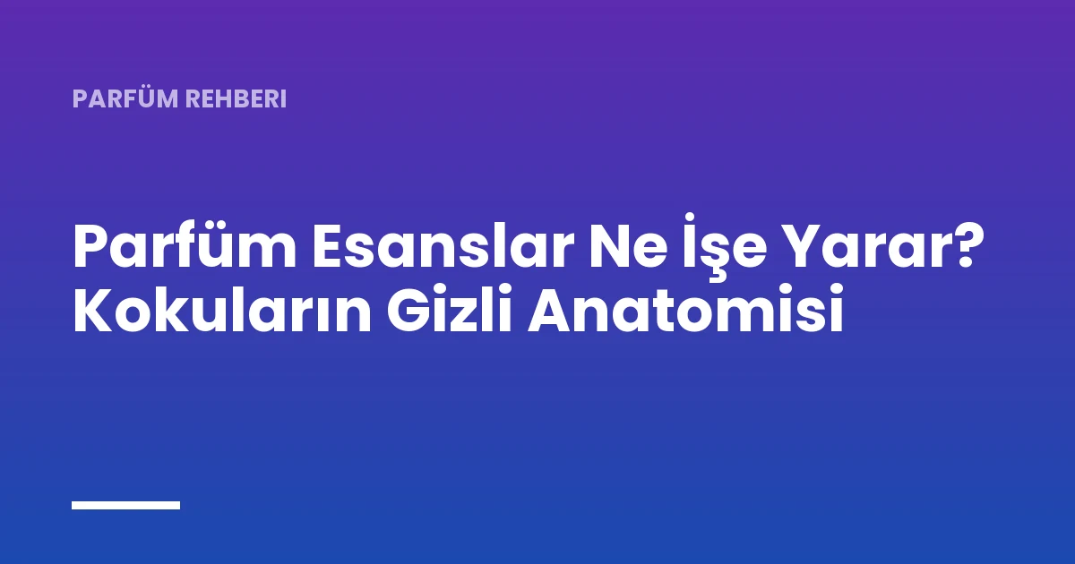 Parfüm Esanslar Ne İşe Yarar? Kokuların Gizli Anatomisi